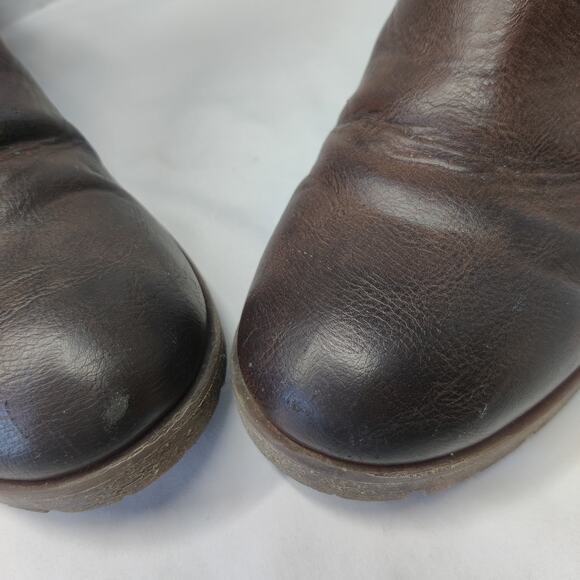 Korks Elsie 10 Chocolate Brown Faux Leather Pull On Ankle Boots Chunky Lug Sole - Picture 9 of 10